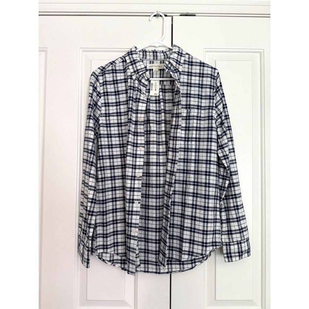 NWT Aeropostale Men's Navy/White Button Down (Small)